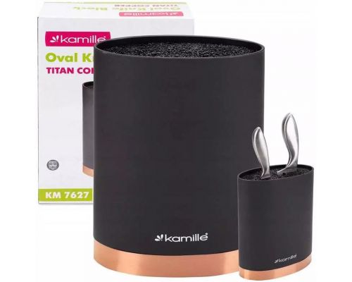 Подставка Kamille Black&Rose, колода для ножей 16х7х22см с полипропиленовым наполнителем