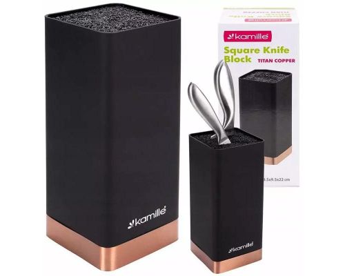 Подставка Kamille Black&Rose, колода для ножей 9.5х9.5х22см с полипропиленовым наполнителем