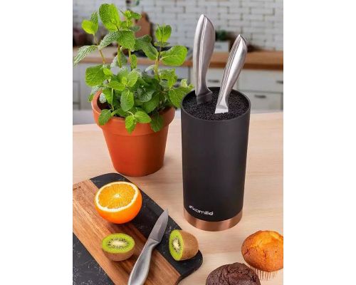 Подставка Kamille Black&Rose, колода для ножей Ø11х22см с полипропиленовым наполнителем