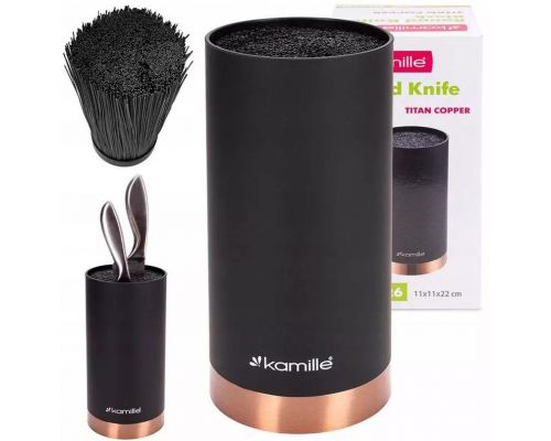 Подставка Kamille Black&Rose, колода для ножей Ø11х22см с полипропиленовым наполнителем