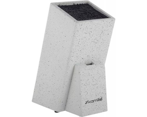 Подставка-колода для ножей Kamille Brash Stand 26см, белый гранит с наполнителем