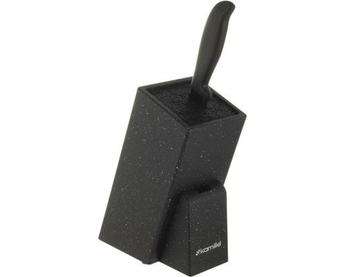 Подставка-колода для ножей Kamille Brash Stand 26см, черный гранит с наполнителем