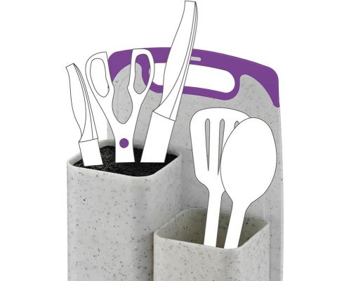 Подставка-колода Fissman White Marble для ножей 22х14х34.5см, двойная с разделочной доской Подставка-колода Fissman White Marble для ножей 22х14х34.5см, двойная с разделочной доской