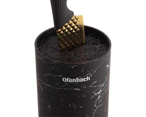 Підставка-колода Ofenbach Black Marble для кухонних ножів і ножиць 11х11х22см, кругла