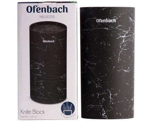 Підставка-колода Ofenbach Black Marble для кухонних ножів і ножиць 11х11х22см, кругла
