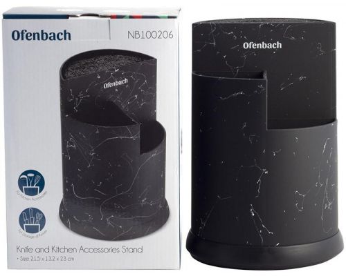Подставка-колода Ofenbach Black Marble для кухонных ножей и ножниц 16х24см, тройная круглая