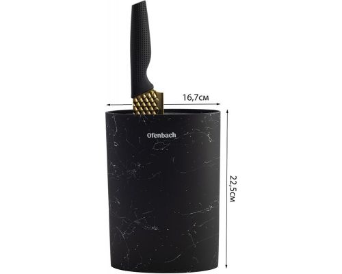 Підставка-колода Ofenbach Black Marble для кухонних ножів і ножиць 16х7х22.5см, овальна