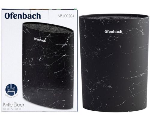 Підставка-колода Ofenbach Black Marble для кухонних ножів і ножиць 16х7х22.5см, овальна