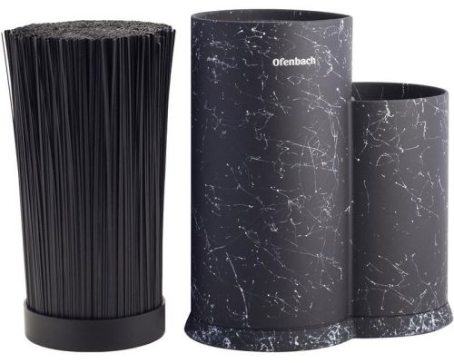 Подставка-колода Ofenbach Black Marble для кухонных ножей и ножниц 20х12х22.5см, двойная круглая