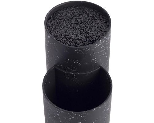 Подставка-колода Ofenbach Black Marble для кухонных ножей и ножниц 20х12х22.5см, двойная круглая