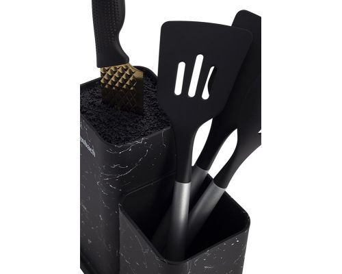 Подставка-колода Ofenbach Black Marble для кухонных ножей и ножниц 21.5х13х23см двойная