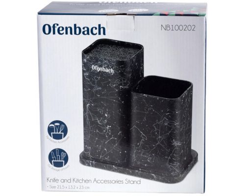 Подставка-колода Ofenbach Black Marble для кухонных ножей и ножниц 21.5х13х23см двойная