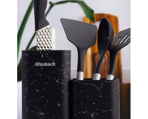 Подставка-колода Ofenbach Black Marble для кухонных ножей и ножниц 21.5х13х23см двойная