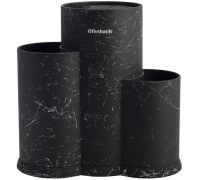 Подставка-колода Ofenbach Black Marble для кухонных ножей и ножниц 23х12х22см, тройная круглая