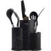 Подставка-колода Ofenbach Black Marble для кухонных ножей и ножниц 23х12х22см, тройная круглая