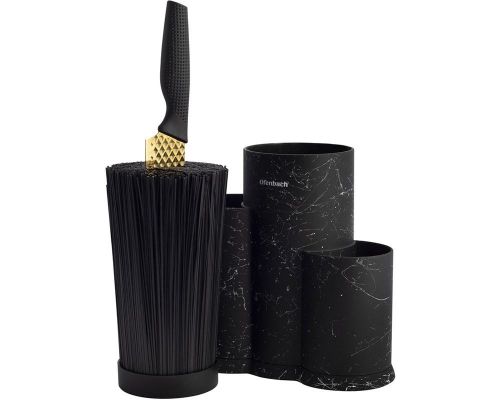 Подставка-колода Ofenbach Black Marble для кухонных ножей и ножниц 23х12х22см, тройная круглая