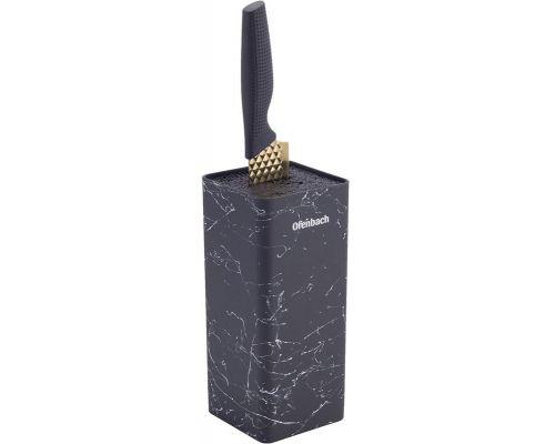 Подставка-колода Ofenbach Black Marble для кухонных ножей и ножниц 9х9х22см