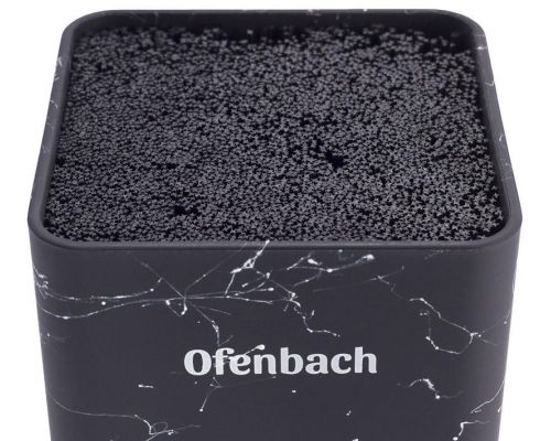 Подставка-колода Ofenbach Black Marble для кухонных ножей и ножниц 9х9х22см