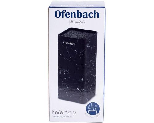 Подставка-колода Ofenbach Black Marble для кухонных ножей и ножниц 9х9х22см