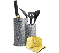 Подставка-колода Ofenbach Grey Marble для кухонных ножей 10х19х23см, двойная круглая
