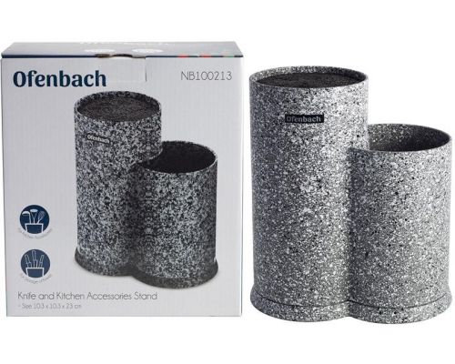 Подставка-колода Ofenbach Grey Marble для кухонных ножей 10х19х23см, двойная круглая