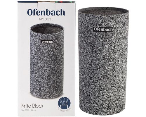 Подставка-колода Ofenbach Grey Marble для кухонных ножей 11х11х22 см, круглая