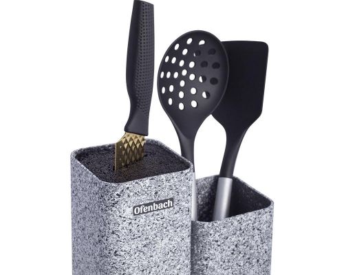 Подставка-колода Ofenbach Grey Marble для кухонных ножей 21х12х23см, двойная Подставка-колода Ofenbach Grey Marble для кухонных ножей 21х12х23см, двойная