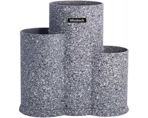 Подставка-колода Ofenbach Grey Marble для кухонных ножей 23х13х22см, тройная круглая
