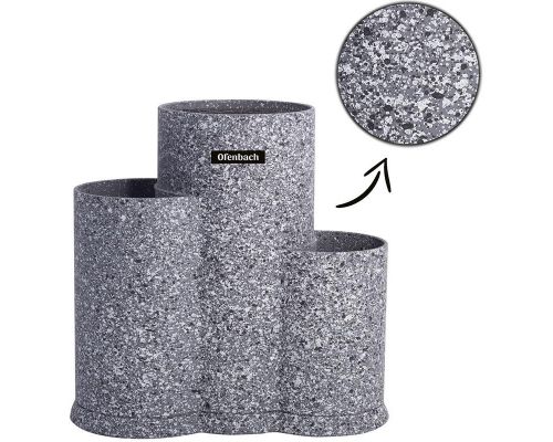 Подставка-колода Ofenbach Grey Marble для кухонных ножей 23х13х22см, тройная круглая