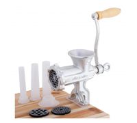 Мясорубка ручная Kamille 2в1 с насадками для наполнения колбас, 15.5х9х25см, чугун