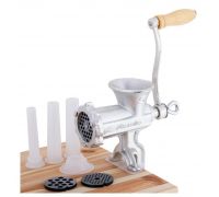 Мясорубка ручная Kamille 2в1 с насадками для наполнения колбас, 17х9.5х25см, чугун