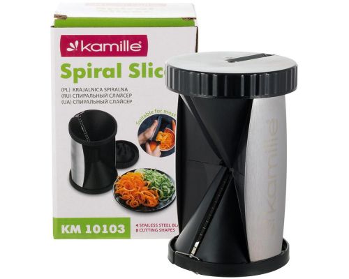 Шинковка спиральная Kamille SpiraLife 11см со сменными лезвиями, черная Шинковка спиральная Kamille SpiraLife 11см со сменными лезвиями, черная