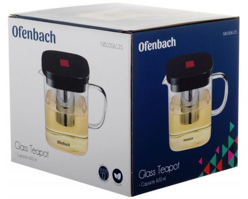 Чайник скляний заварювальний Ofenbach 600мл зі знімним ситечком (0612s) Чайник скляний заварювальний Ofenbach 600мл зі знімним ситечком (0612s)