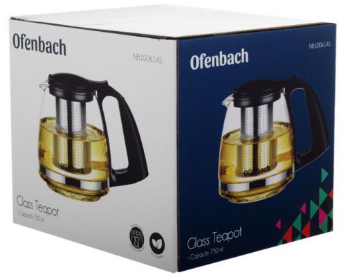 Чайник скляний заварювальний Ofenbach 750мл зі знімним ситечком (0614s) Чайник скляний заварювальний Ofenbach 750мл зі знімним ситечком (0614s)