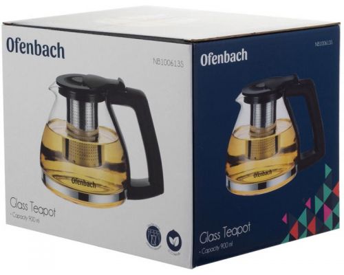 Чайник скляний заварювальний Ofenbach 900мл зі знімним ситечком (0613s) Чайник скляний заварювальний Ofenbach 900мл зі знімним ситечком (0613s)