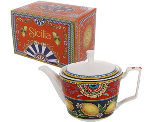 Чайник заварочный Sicilia "Ornamento" (Орнамент) 650мл, фарфоровый