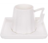 Чайно-кофейный фарфоровый набор "Modern White" 6 чашек 200мл и 6 блюдец, белый матовый