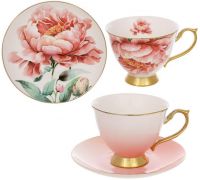 Чайно-кофейный фарфоровый набор "Pink Peony" 6 чашек 200мл и 6 блюдец