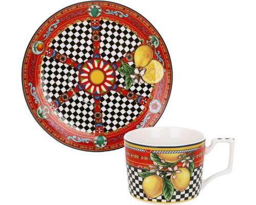 Чайно-кофейный набор Sicilia "Limoni" (Лимоны) 220мл на 6 персон, фарфор
