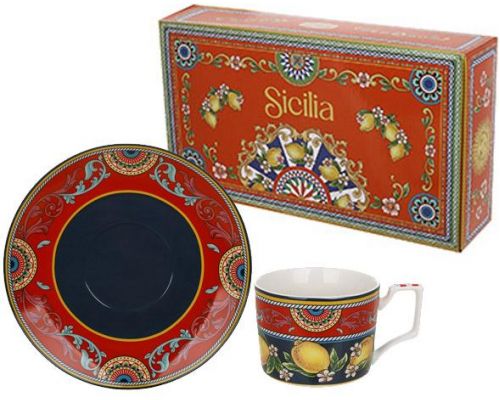 Чайно-кофейный набор Sicilia "Ornamento" (Орнамент) 220мл на 6 персон, фарфор