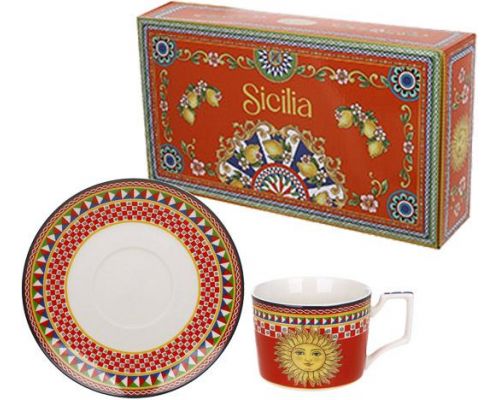 Чайно-кофейный набор Sicilia "Sole" (Солнце) 220мл на 6 персон, фарфор