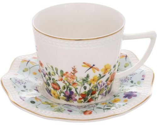 Чайный фарфоровый набор "Floral" 6 чашек 250мл и 6 блюдец