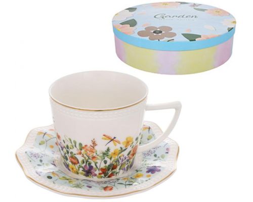 Чайный фарфоровый набор "Floral" 6 чашек 250мл и 6 блюдец
