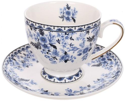 Чайний порцеляновий набір "Vintage Blue" 6 чашок 250мл та 6 блюдець