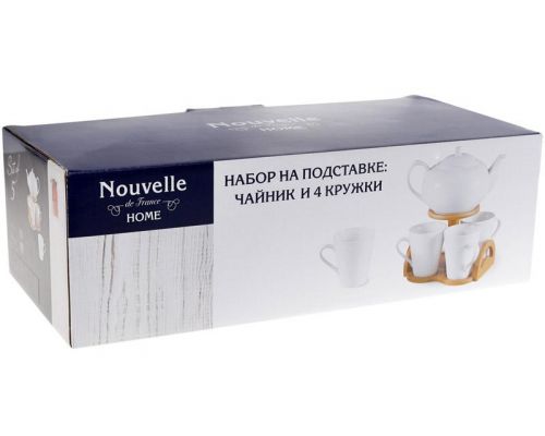 Чайный набор Nouvelle Home Глянец заварочный чайник и 4 кружки Чайный набор Nouvelle Home Глянец заварочный чайник и 4 кружки