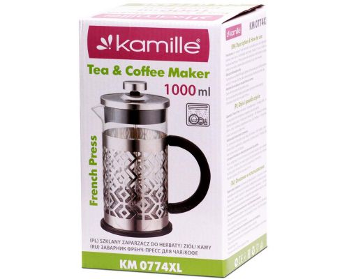Френч-прес Kamille Frances 1000мл з пластиковою ручкою Френч-прес Kamille Frances 1000мл з пластиковою ручкою