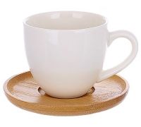 Кавові чашки Ceram Bamboo 6 чашок 100мл та 6 бамбукових блюдець