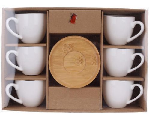 Кофейные чашки Ceram Bamboo 6 чашек 100мл и 6 бамбуковых блюдец