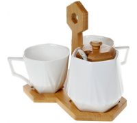 Кофейный набор Nouvelle Home Coutle 2 чашки 170мл и сахарница 330мл на подставке