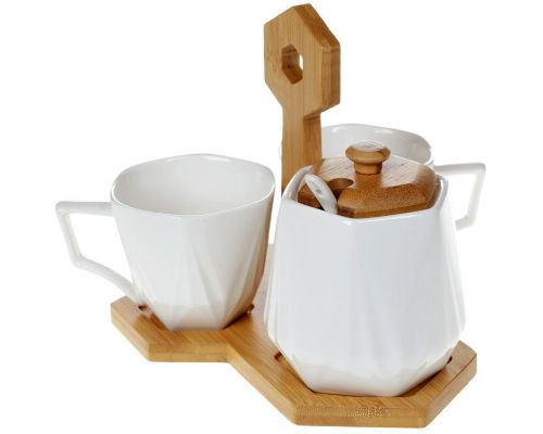 Кофейный набор Nouvelle Home Coutle 2 чашки 170мл и сахарница 330мл на подставке Кофейный набор Nouvelle Home Coutle 2 чашки 170мл и сахарница 330мл на подставке